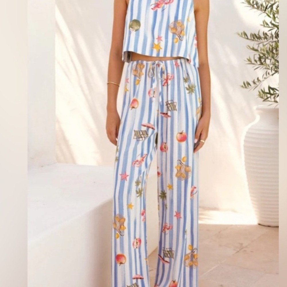 Striped Sleeveless Top and Pants Set